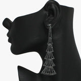 93815, PAVE RHINESTONE DROP EVENING EARRING, WEDDING, BRIDAL, PROM