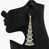 93815, PAVE RHINESTONE DROP EVENING EARRING, WEDDING, BRIDAL, PROM