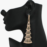 93815, PAVE RHINESTONE DROP EVENING EARRING, WEDDING, BRIDAL, PROM