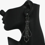 93816, PAVE RHINESTONE CHANDELIER EVENING EARRING, WEDDING, BRIDAL, PROM
