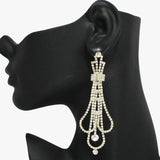 93816, PAVE RHINESTONE CHANDELIER EVENING EARRING, WEDDING, BRIDAL, PROM