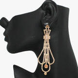 93816, PAVE RHINESTONE CHANDELIER EVENING EARRING, WEDDING, BRIDAL, PROM