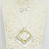 93840, GEOMETRIC CHARM METAL NECKLACE
