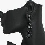 93850, TRIPLE TEARDROP RHINESTONE DROP EARRING, WEDDING, BRIDAL, PROM