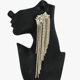 93869, LONG MULTI RHINESTONE DROP EARRING, WEDDING, BRIDAL, PROM