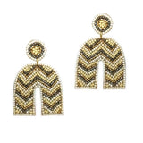 93891, ARCH CHEVRON PRINT SEED BEAD EARRING
