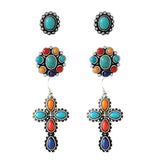 93895, WESTERN CROSS STUD EARRING SET