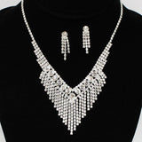 93899, PAVE RHINESTONE DROP EVENING NECKLACE, WEDDING, BRIDAL, PROM