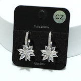 93907, FLOWER CUBIC ZIRCONIA WITH PAVE RHINESTONE EARRING