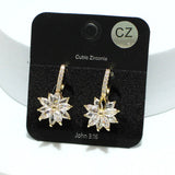 93907, FLOWER CUBIC ZIRCONIA WITH PAVE RHINESTONE EARRING