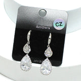 93908, TEARDRP CUBIC ZIRCONIA WITH PAVE RHINESTONE DANGLE EARRING