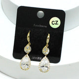 93908, TEARDRP CUBIC ZIRCONIA WITH PAVE RHINESTONE DANGLE EARRING
