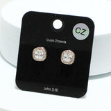 93910, GEOMETRIC CUBIC ZIRCONIA STUD EARRING