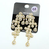 93913, CLOVER ACCENT CUBIC ZIRCONIA WITH PAVE RHINESTONE DANGLE EARRING