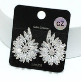 93914, MARQUISE ACCENT CUBIC ZIRCONIA WITH PAVE RHINESTONE EARRING