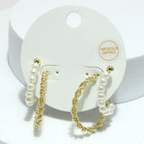 93919, 14K GOLD DIPPED BRAIDED METAL WITH PEARL BEAD EARRING