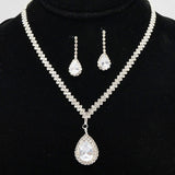 93926, TEARDROP CUBIC ZIRCONIA WITH PAVE RHINESTONE EVENING NECKLACE, WEDDING, BRIDAL, PROM