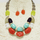 93940, MARBLE STONE BEADED NECKLACE