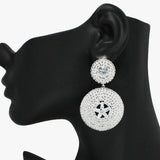 93941, STAR BAGUETTE CUBIC ZIRCONIA WITH PAVE RHINESTONE EARRING