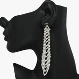 93942, CHEVRON PAVE RHINESTONE LONG DROP EARRING