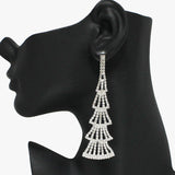 93943, FAN PAVE RHINESTONE LONG DROP EARRING