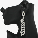 93944, PAVER RHINESTONE LONG DROP EARRING