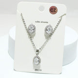 93947, OVAL CUBIC ZIRCONIA PENDANT NECKLACE