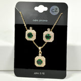 93948, RECTANGLE CUBIC ZIRCONIA PENDANT NECKLACE