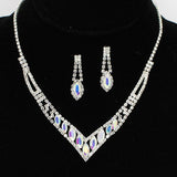 93950, MARQUISE ACCENT PAVE RHINESTONE EVENING NECKLACE, WEDDING, BRIDAL, PROM