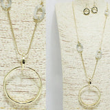 Geometric Celluloid Acetate Accent Round Long Pendant Necklace - view 2