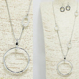 Geometric Celluloid Acetate Accent Round Long Pendant Necklace