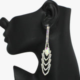 93965, MARQUISE ACCENT PAVE RHINESTONE DROP EARRING, WEDDING, BRIDAL, PROM
