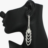 93965, MARQUISE ACCENT PAVE RHINESTONE DROP EARRING, WEDDING, BRIDAL, PROM