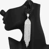 93966, TEARDROP CUBIC ZIRCONIA ACCENT PAVE RHINESTONE DROP EARRING, WEDDING, BRIDAL, PROM