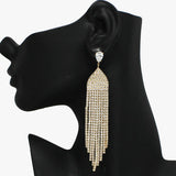 93966, TEARDROP CUBIC ZIRCONIA ACCENT PAVE RHINESTONE DROP EARRING, WEDDING, BRIDAL, PROM