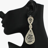 93967, TWISTED PAVE RHINESTONE EARRING, WEDDING, BRIDAL, PROM