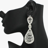 93967, TWISTED PAVE RHINESTONE EARRING, WEDDING, BRIDAL, PROM