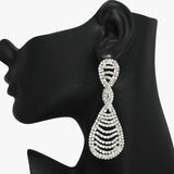 93967, TWISTED PAVE RHINESTONE EARRING, WEDDING, BRIDAL, PROM