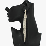 93968, PAVE RHINESTONE LONG DROP EARRING, WEDDING, BRIDAL, PROM