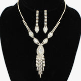 93972, MARQUISE ACCENT PAVE RHINESTONE NECKLACE, WEDDING, BRIDAL, PROM