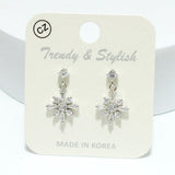93981, FLOWER CUBIC ZIRCONIA ACCENT DANGLE EARRING