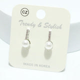 93982, PEARL ACCENT WITH CUBIC ZIRCONIA EARRING