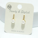 93982, PEARL ACCENT WITH CUBIC ZIRCONIA EARRING