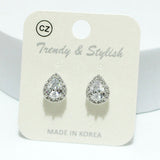93985, TEARDROP CUBIC ZIRCONIA STUD EARRING