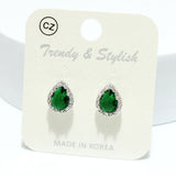 93985, TEARDROP CUBIC ZIRCONIA STUD EARRING