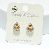 93985, TEARDROP CUBIC ZIRCONIA STUD EARRING