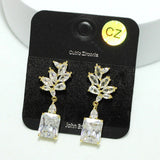 93987, RECTANGLE ACCENT CUBIC ZIRCONIA EARRING, WEDDING, BRIDAL, PROM