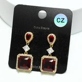 93988, RECTANGLE ACCENT CUBIC ZIRCONIA DANGLE EARRING, WEDDING, BRIDAL, PROM