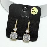 93989, ROUND CUBIC ZIRCONIA ACCENT DANGLE EARRING, WEDDING, BRIDAL, PROM