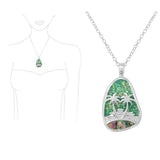 Tropical Palm Tree Glitter Lucite Stone Pendant Necklace
